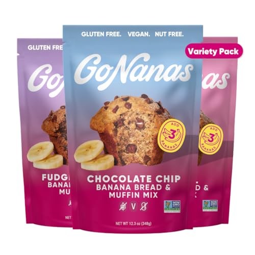 GoNanas Banana Bread Mix - Bundle of 3 Flavors. Vegan, Gluten Free Healthy Snacks. Oat Flour Banana Bread or Banana Muffin Mix. Women Owned, US Ingredients, Dairy Free, Nut Free, Delicious Snacks image 4