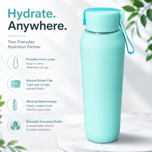 Image of Stainless Steel Water Bottle for School Office Travel | Printed Water Bottle | Drinking Bottle for Home Gym College | Stylish Bottle for Daily Use Picnic & Gifting (Mint Green)