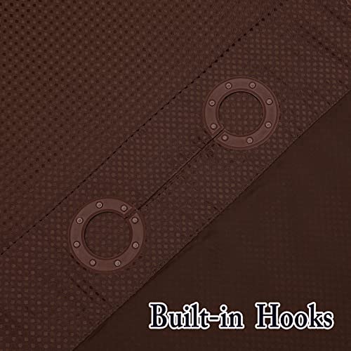 Gibelle No Hook Waffle Weave Shower Curtain With Snap-In Fabric Liner Set For Bathroom, Hotel Style With Mesh Top Window, Waterproof & Washable, Brown, 72X74 #TOP5