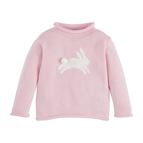 Mud Pie Girls Children's Pink Bunny Rollneck Sweater