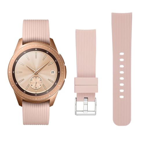 Image of INF Silicone Replacement Wrist Band Compatible with Samsung Galaxy Watch 42 mm SM-R810 /SM-R815, Soft Sport Strap for Women /Men, Breathable quick release with silver Metal Clasp