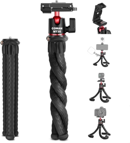 Image of Adofys x Coman MT-35 Flexible Gorillapod Tripod Cell Phone Tripod Gorilla Tripod Lightweight Bendable Tripod with Heavy Duty Smartphone Stand, Compatible with Action Camera and Smartphone etc