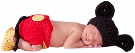 Miniatura 2 de Jastore Accesorio de fotografía para bebé con diseño de ganchillo gorro de punto para niña y niño