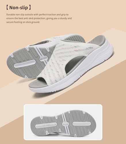 YESWIN Womens Orthopedic Platform Slides Sandals with Arch Support Ladies Comfortable Walking Open Toe Plantar Fasciitis Slip On for Summer - image 3