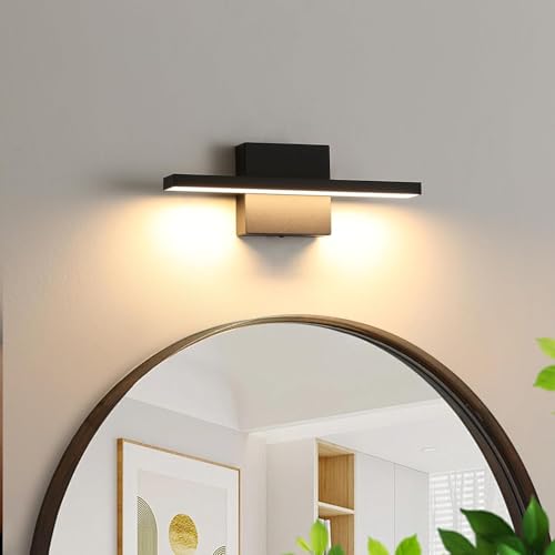 Image of Bathroom Light Fixtures Over Mirror, 12 Inch Black Bathroom Vanity Light, 11 Watts LED Modern Wall Sconce 3000K Bar Vanity Lights for Bathroo