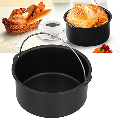 Ejoyous Round Cake Tin, Carbon Steel Non-Stick, 8 inches, Cake Baking Tray for Electric Deep Fryer, Black - Image 2