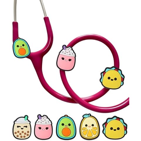 Plifal Stethoscope Charm Tag for Nurse - 5 Pieces Cute Boba Stethoscope Charm Bubble Tea Label Personalized Accessory Fit for MDF Littmann Various Style, Present for Peds Nurse, Doctor, Medical Worker Cover