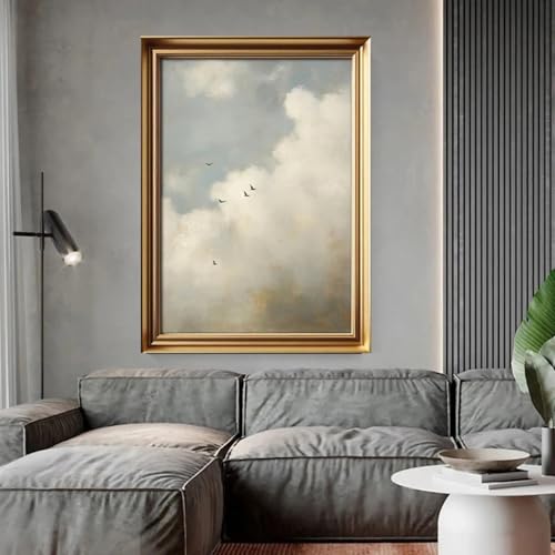 Paysage de ciel vintage deco salon grande peinture sur toile cadre