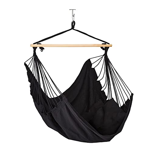 Relaxdays Hängesessel Baumwolle, Hängeschaukel mit 2 Kissen, bis 120 kg,...