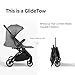 newyoo GlideTow TR18M Travel Stroller, Compact & Lightweight Baby Stroller with Reclining Lay Flat Seat, Luggage Handle & Cup Holder, One-Hand Quick Fold, Gray