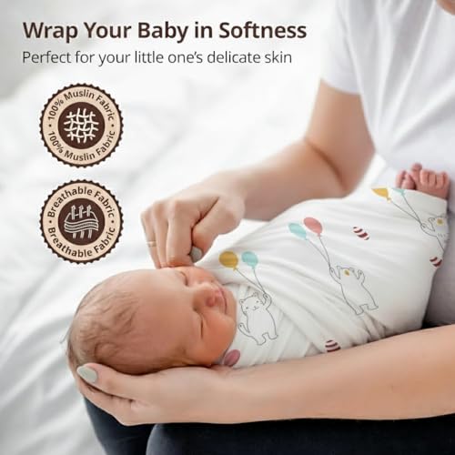 Image of Trance Home Linen Super Ultra Soft 100% Cotton Malmal Baby Swaddle Cloth | Baby Wrap for New Born Babies | Skin Friendly Soft Baby Towel |New Born Swaddles-(100x100 Cm, Circus Print,Pack of 3