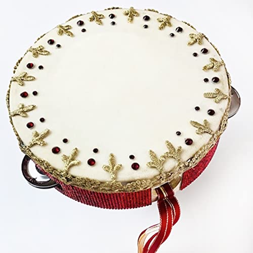 Tosnail 8" Wood Handheld Tambourine - Single Row 5 Pairs Jingles