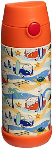 Snug Kids Flask - Stainless Steel Insulated Water Bottle with Straw for Children/Toddlers (Girls/Boys) - Beach, 350ml