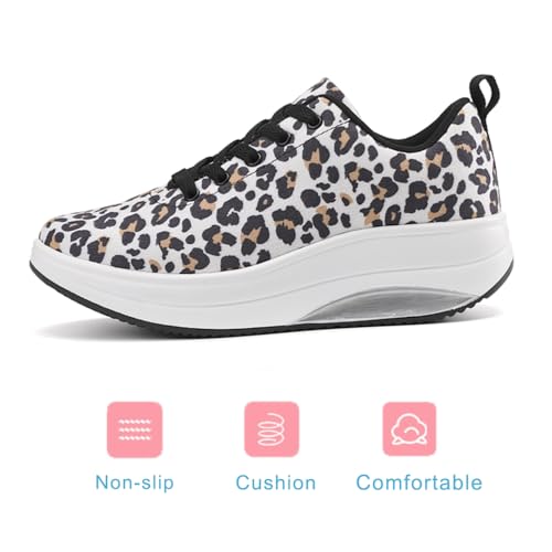 Image of RUIDENG Platform Sneakers for Women Walking All Day | Slip Resistant Work Shoes for Women Comfortable | 2 Inch Thick Wedge Rocker Bottom