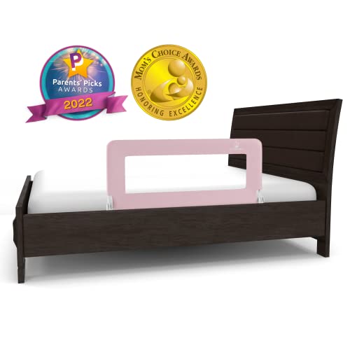 ComfyBumpy Bed Rail for Toddlers | Bed Rails for Kids, Twin, Full, Queen & King Size Bed - Adjustable Toddler Bed Rail Guard - Swing Down Baby Bed Side Rail - Pink, Regular (35.5" x 19.5"), Pack of 1