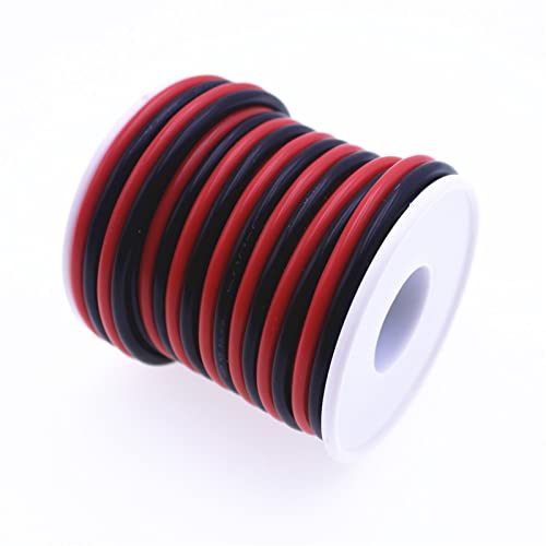 VBPCEFZTLK 10m extra alambre de silicona suave 2 4AWG 22 20 18 16 14 1 Alambre de silicona resistente Negro Rojo + 2AWG Alta Temperatura alambre y cable(10M_24 AWG)