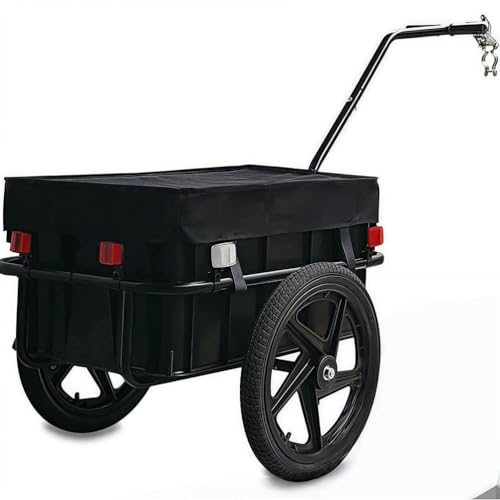 SAYEYBU Remolque Carga Bicicletas con Barra Remolque Segura para Una FáCil ConexióN Bicicleta, Capacidad Carga 50 Kg, Carro para Bicicletas Alta Resistencia, Almacenamiento Plegable,Negro