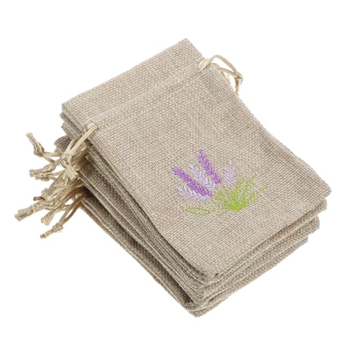 LOGOFUN 20PCS Lavender Sachet Bags Lavender Sachet Drawstring Pouches Jute Lavender Packing Bags for DIY Wedding Party Supplies - 10 * 14CM