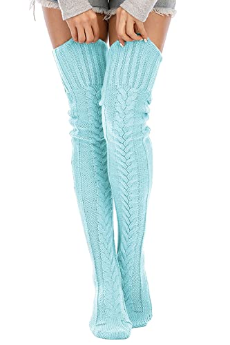Image of Leoparts Women's Cable Knitted Thigh High Boot Socks Extra Long Winter Stockings Over Knee Leg Warmers