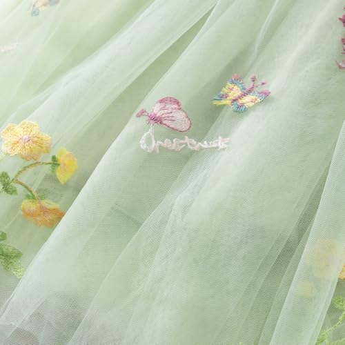 Image of Tutu.kk Toddler Girls Vintage Party Dress Ruffled Sleeve A-Line Tulle Flower Girl Dresses for Wedding,Birthday