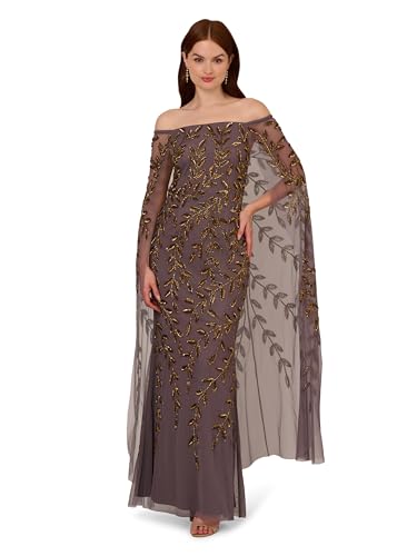 Adrianna Papell Women's Bead Cape Long Dress