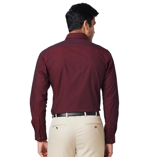 Image of Raymond Slim Fit Self Design Dark Maroon Shirt