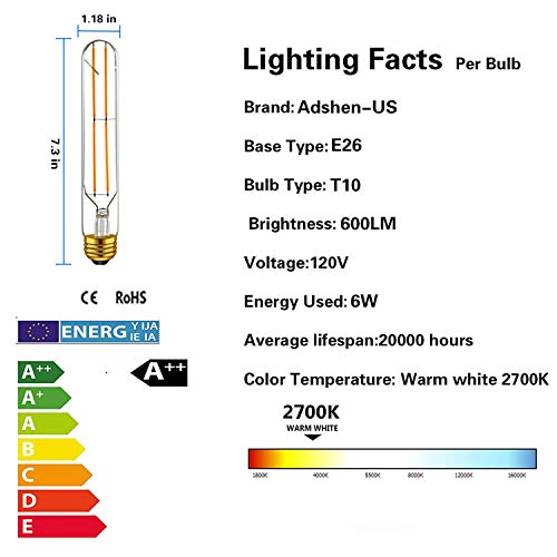 Dimmable-6W-Edison-Led-Tube-BulbsSoft-White-2700KT10-Long-Tubular-Light-Bulb-73-Inch-60Watt-EquivalentMedium-Base-E26-Led-Bulb-Pack-of-4