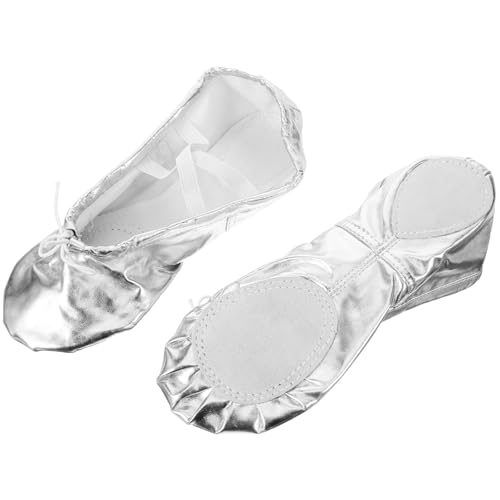 HOMOCONO Pu Leather Ballet Practice Shoes Non-Slip Sole Stretch Belt Size 34 for Ballet Jazz Gymnastics
