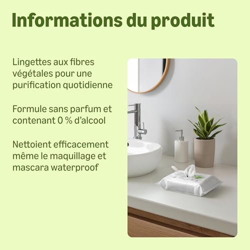 by Amazon Lingettes nettoyantes pour le visage à l'aloe vera, 25 lingettes – vue 2