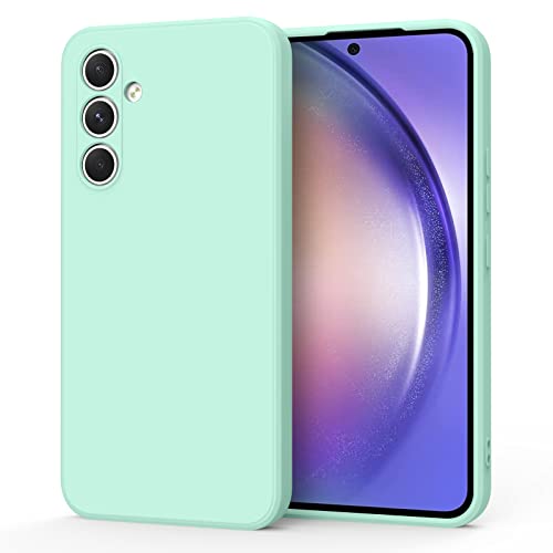 Silicone Phone Case Compatible with Samsung Galaxy A54 5G, Soft Protective Smart Phone Case for Women Men, Durable Anti-Scratch Shockproof Phone Cover (Cyan)