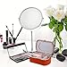 BESPORTBLE Fashionable PU Jewelry Box with Mirror Medium Orange Stylish Organizer Breathable Storage Case for Necklaces and Cosmetics Capacity with Dividers for Neat Dresser Arrangement