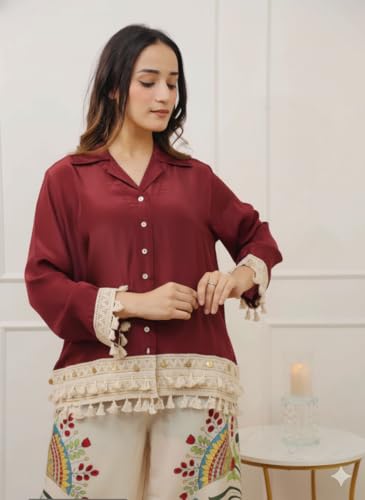 Image of Co Ord Set for Women Stylish Card Set Dress for Women Trendy Top with Plazo Pant Ladies Coord Outfit Modern Wear for Travel Office Casual Look Premium Two Piece Clothing Style