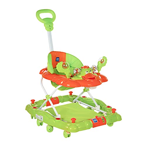 Image of Mee Mee Baby Walker & Rocker - 3 Level Adjustable Height, Foot Mat - Light & Musical Activity Tray - Detachable Cushioned Seat - 360 Rotational Wheels - 6-18 Months - 15kg - (Green)