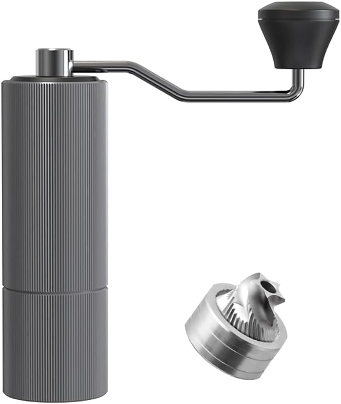 Manual Coffee Grinder Stainless Steel Grinding Core Conical Burr Handheld Coffee Bean Grinding Aero-aluminium Body 30 Adjustable Settings Lengthened Crank Anti-slip 25g Powder No Static…