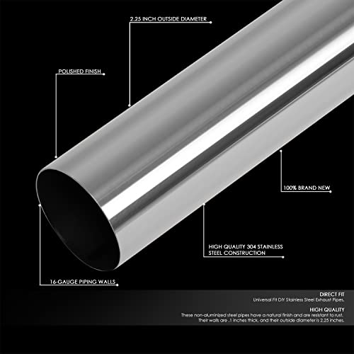 Image of DNA MOTORING ZTL-225SS 16 Pcs 2.25 Inches Stainless Steel DIY Custom Exhaust Tubing Mandrel Bend Pipe Straight & U-Bend Kit, Universal Fit