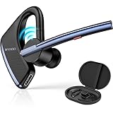 WYHOO Bluetooth Earpiece V5.2 Wireless Handsfree Headset with CVC8.0 Noise Cancelling Dual Microphone 24Hrs Driving Bluetooth Headset for iPhone Android Business Office Cell Phone