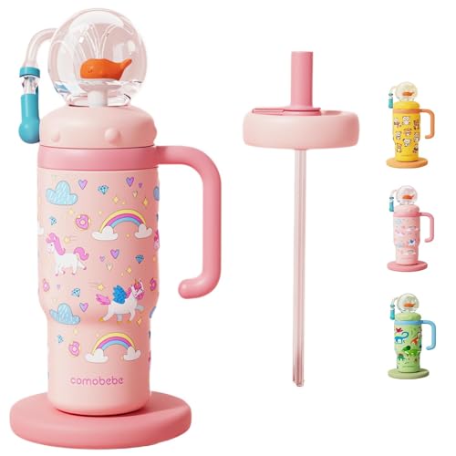 Stainless Steel Whale Fountain Tumbler with Handle,...