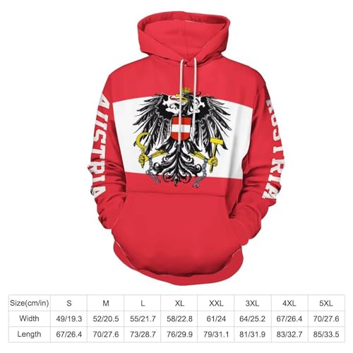 Sweat-Shirt à Capuche Homme Imprimé 3D Pull Rouge Blason autrichien Mode - 5