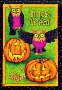 Trick or Treat Owls Halloween House Flag