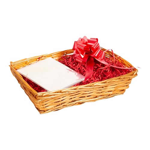 Honey Wicker Basket Hamper Kit - Make Your Own Gift Hamper - Birthday, Christening, Wedding, Christmas Gifts - Red Packaging