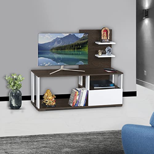 Image of DELITE KOM Elsa Engineered Wood TV Entertainment Unit (Finish Color - Flowery Wenge White, Knock Down) (39x120x100)