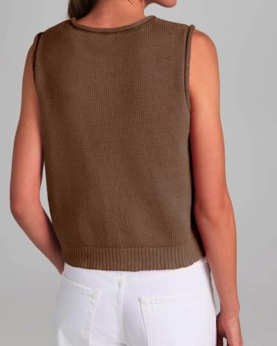 Womens Casual Crew Neck Sleeveless Sweater Vests 2025 Fall Button Down Ribbed Knit Tank Tops Loose Trendy Cardigans4