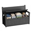 GYMHILL 80 Gallon Outdoor Storage Bench Spacious Storage Box Waterproof Resin Deck Box Lockable for Patio, Garden, Living Room & Outdoor Spaces?Black?