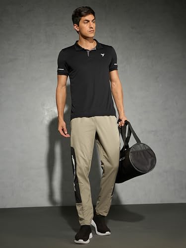 Image of TECHNOSPORT Men Colorblock Slim Fit Sports Trackpants TS Flexi Polyester Mid Rise Drawstring Track Pant for Men Pockets Gym Workout Running Joggers Casual Quick Dry
