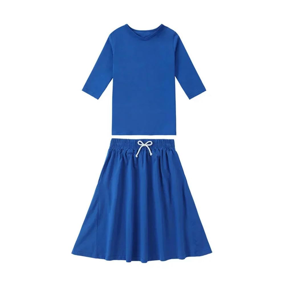 ZBDP Frühlings- und Sommerkleidung, Baumwolle, einfarbig, Freizeitkleidung, Jungen, Mädchen, Mode, Familie, passendes Kleid-Set