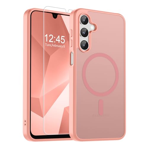 Image of SUPFINE Magnetic for Samsung Galaxy A16 5G Case with Screen Protector, (Built-in Magnets) (Military Grade Drop Protection) Slim Translucent Shockproof Phone Case,Light Pink