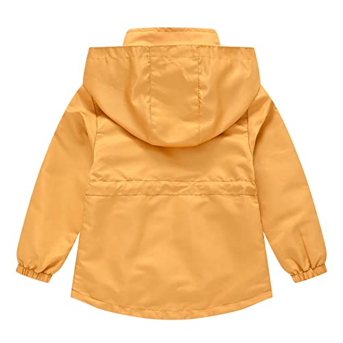Kids Girls Hooded Rain Jacket Zipper Solid Windproof Warm Outerwear Casual Windbreaker Raincoat with Pocket2
