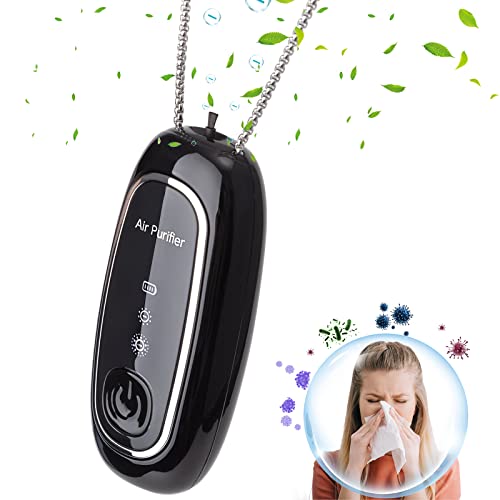 Portable Air Purifiers Necklace, Mini Rechargeable Negative Ion Generator for Indoor, Outdoor Travel, Relieve Allergies, Remove Smoke, Pollens, Dust
