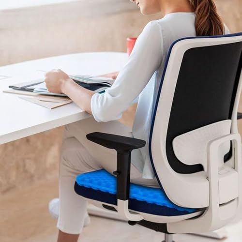 Image of Silicone Gel Cushion Ergonomic Home Auto Office Honeycomb Relief Blue | Washable Coccyx Relief Cover for Lumbar Pain