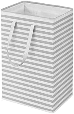 72L Large Waterproof Clothes Hamper Organizer Freestanding Laundry Collapsible Basket with Easy Carry Extended Handles for Laundry, Clothes,Towels, Toys (blue stripes), tiaowen